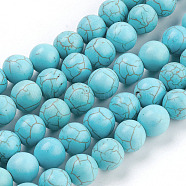 Synthetic Turquoise Beads Strands, Round, Turquoise, 10mm, Hole: 1.5mm, about about 40pcs/strand(X-TURQ-S192-10mm-2)