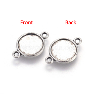 Alloy Cabochon Connector Settings, Lead Free & Cadmium Free & Nickel Free, Flat Round, Antique Silver, 18x12x2mm, Tray: 10mm, Hole: 2mm(X-PALLOY-A13117-AS-NR)