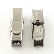 Smooth Surface 201 Stainless Steel Watch Band Clasps, Stainless Steel Color, 25x7x8mm, Hole: 5x5mm(STAS-R063-89)