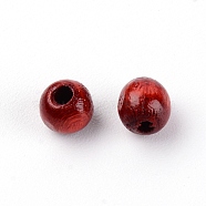 Walnutwood Beads, Round, Dark Red, 6.5x6mm, Hole: 2mm(WOOD-WH0015-73B)