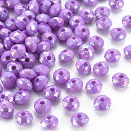 Opaque Acrylic Beads, AB Color Plated, Faceted Rondelle, Blue Violet, 6mm, Hole: 1.5mm, about 6200pcs/500g.(MACR-Q239-018C-06)