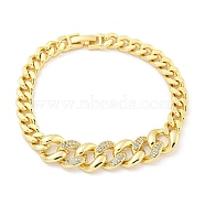 Brass Micro Pave Clear Cubic Zirconia Twisted Chain Bracelets for Women, Golden, 7-1/2 inch(19cm)(BJEW-R315-01D-G)