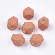Acrylic Beads, Rubberized Style, Coral, 12x14x14mm, Hole: 2.5mm, about 460pcs/500g(OACR-S030-07E)