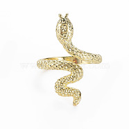 Snake Shape Rack Plating Alloy Cuff Rings, Open Rings, Cadmium Free & Lead Free, Light Gold, US Size 8 1/4(18.3mm)(RJEW-Q163-013A-RS)