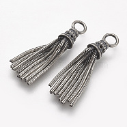 Thailand Sterling Silver Pendants, Tassel, Antique Silver, 23.5x4.5mm, Hole: 2.5mm(X-STER-G014-04A)
