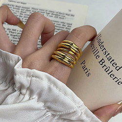 Multi Layer Alloy Wrap Finger Rings for Women, Golden, 21mm, Inner Diameter: 17.8mm(RJEW-K277-02G)