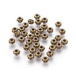 Tibetan Style Spacer Beads, Lead Free, Cadmium Free and Nickel Free, Rondelle, Antique Bronze, 5mm in diameter, 3mm thick, hole: 2mm(MLF11362Y-NF)