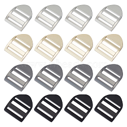 16Pcs 4 Colors Zinc Alloy Ladder Lock Slider Buckle, Adjustable Webbing Strap Side Release Buckles, for Backpack Strap Accessories, Mixed Color, 40x31x6mm, Hole: 3.5~5x25mm, 4pcs/color(FIND-WR0007-52)