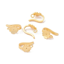 Rack Plating Brass S Hook Clasps, Long-Lasting Plated, Lead Free & Cadmium Free, Flower, Matte Gold Color, 6.5x6.5mm, Hole: 1.6mm(KK-M223-05MG)