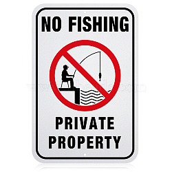 Globleland UV Protected & Waterproof Aluminum Warning Signs, No Fishing Private Property Sign, White, 450x300x0.85mm, Hole: 6mm(AJEW-GL0001-05D-02)