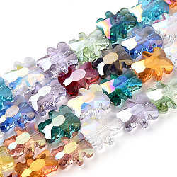Electroplate Transparent Glass Beads Strands, AB Color Plated, Faceted, Bear, Mixed Color, 9.5x8.5x4mm, Hole: 1mm, about 80pcs/strand(X-EGLA-CJC0002-02)