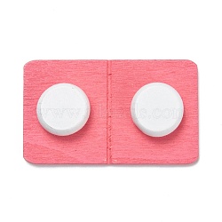 Pill Capsule Shape Wooden Cabochons, Dollhouse Miniature Accessories DIY Crafts Jewelry Making, Pink, 39.5x23.5x6.5mm(WOOD-B003-02)