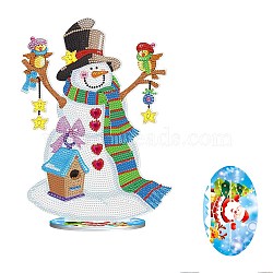 DIY Christmas Theme Display Decor Diamond Painting Kits, Including Plastic Board, Resin Rhinestones, Pen, Tray Plate and Glue Clay, Snowman, 290x210x80mm(XMAS-PW0001-101A)