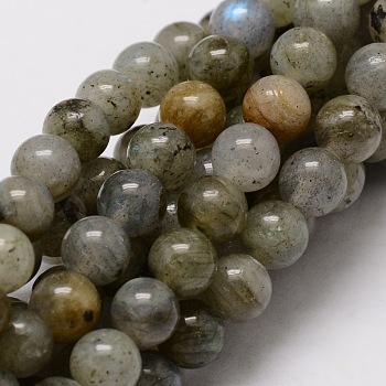 Natural Labradorite Round Beads Strands, 6mm, Hole: 1mm, about 62pcs/strand, 15.7 inch
