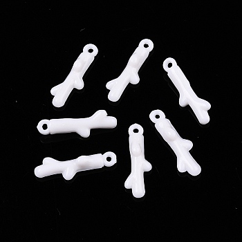 Opaque Acrylic Pendants, Branch, White, 20x6.5x4mm, Hole: 0.9~1.2mm, about 1150pcs/500g