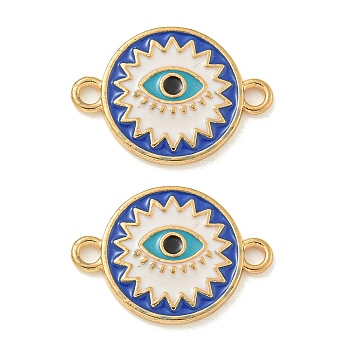 Alloy Enamel Links Connector Charms, Golden, Blue, Flat Round, 21x15x2mm, Hole: 1.8mm