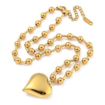 304 Stainless Steel Heart Pendant Necklaces for Women, Real 18K Gold Plated, 14.96 inch(38cm)