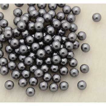 ABS Plastic Imitation Pearl Round Beads, Dyed, No Hole, Gray, 8mm, about 1500pcs/bag