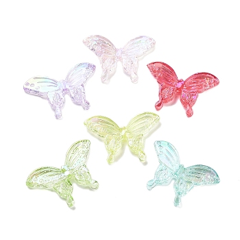 Transparent Acrylic Beads, Butterfly, Mixed Color, 21.5x31.5x4mm, Hole: 1.4mm