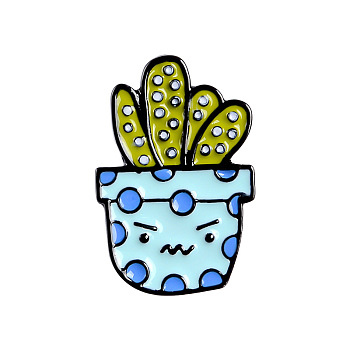Creative Zinc Alloy Brooches, Enamel Lapel Pin, with Iron Butterfly Clutches or Rubber Clutches, Electrophoresis Black Color, Cactus, Colorful, 26x17mm, Pin: 1mm