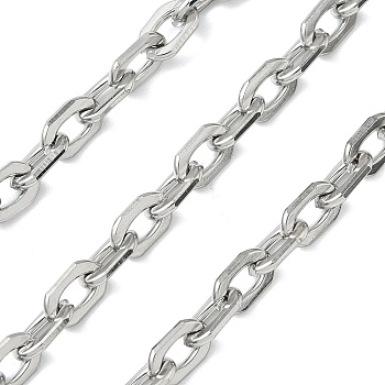 304 Stainless Steel Cable Chains, Unwelded, with Spool, Stainless Steel Color, 8.5x5.5x1.5mm
