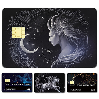 Rectangle PVC Plastic Waterproof Card Stickers, Self-adhesion Card Skin for Bank Card Decor, Constellation, 186.3x137.3mm