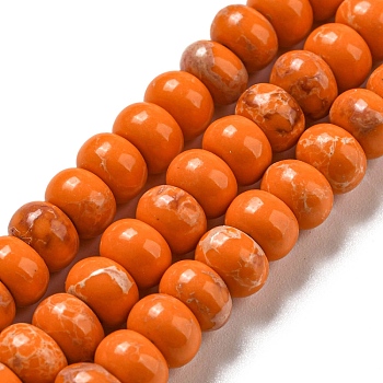 Synthetic Imperial Jasper Dyed Beads Strands, Rondelle, Dark Orange, 6~7x4~4.5mm, Hole: 1.2mm, about 90~94pcs/strand, 14.76''~15.08"(37.5~38.3cm)