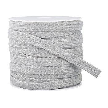 25M Double Layer Flat Cotton Cords, Hollow Cotton Rope, for Garment Accessories, Light Grey, 11x1.2mm, 25m/roll