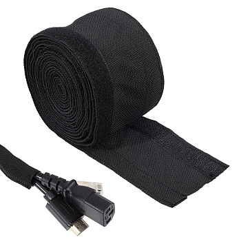 Nylon Hook and Loop Fastener Cable Sleeves, Wire Protective Sleeve, Black, 66mm