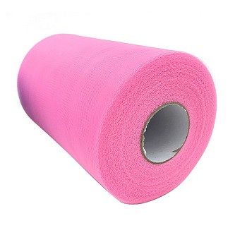 Deco Mesh Ribbons, Tulle Fabric, Tulle Roll Spool Fabric For Skirt Making, Camellia, 6 inch(15cm), about 100yards/roll(91.44m/roll)