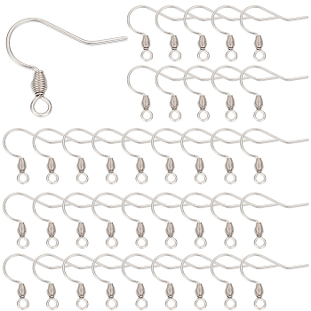 300Pcs 304 Stainless Steel Earring Hooks, Ear Wire, with Horizontal Loop, Stainless Steel Color, 18~19x19x3mm, 9 Gauge, Hole: 2mm