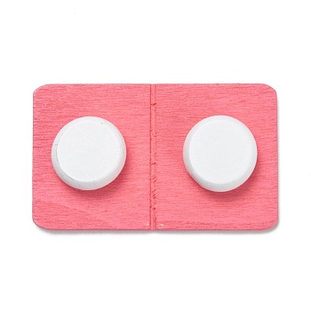 Pill Capsule Shape Wooden Cabochons, Dollhouse Miniature Accessories DIY Crafts Jewelry Making, Pink, 39.5x23.5x6.5mm