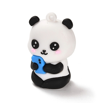 PVC Plastic Pendants, Panda, White, 43.5x28x23mm, Hole: 3.5mm