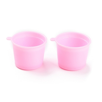 Mini Plastic Cup Model, Miniature Landscape Kitchen Dollhouse Accessories Decorations, Pink, 33.5x29.5x22.5mm, Hole: 1.4mm, Inner Diameter: 23mm