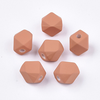 Acrylic Beads, Rubberized Style, Coral, 12x14x14mm, Hole: 2.5mm, about 460pcs/500g
