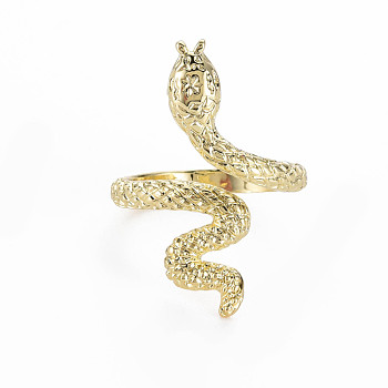 Snake Shape Rack Plating Alloy Cuff Rings, Open Rings, Cadmium Free & Lead Free, Light Gold, US Size 8 1/4(18.3mm)