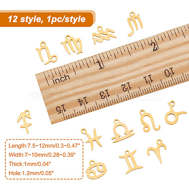 12Pcs 12 Constellations Manual Polishing 304 Stainless Steel Charms(STAS-CA0001-83)-2