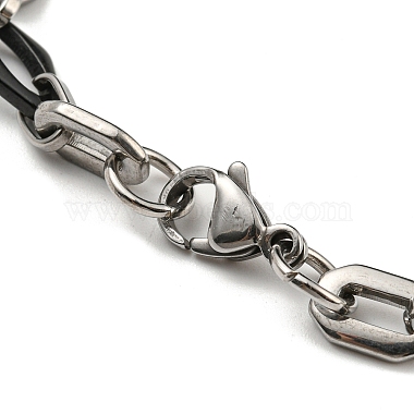 Non-Tarnish Two Tone 304 Stainless Steel Oval & Rhombus Link Chain Bracelet(BJEW-B078-46BP)-3