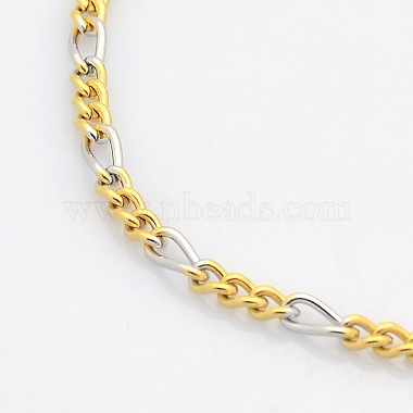 Two Tone Casual Style 304 Stainless Steel Twist Mother-Son Chain Bracelets for Further Design(X-STAS-O036-23M)-2