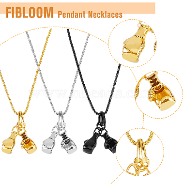 3Pcs 3 Colors Titanium Steel Boxing Glove Pendant Necklaces Set with Box Chains for Men(NJEW-FI0001-25)-3