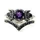 Gothic Purple Crystal Ring with Triple Moon Goddess - Black Diamond Jewelry for Women(ST9002173)-1