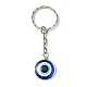 Flat Round with Evil Eye Resin & 304 Stainless Steel Pendant Keychain(KEYC-JKC00645)-1