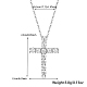 Cross Rhodium Plated 925 Sterling Silver Micro Pave Clear Cubic Zirconia Pendant Necklaces(RV3627-3)-1