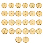 26Pcs Alloy Pendants, Flat Round with Letter A~Z, Golden, 10mm(JX149D)