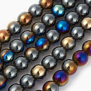 Electroplated Non-magnetic Synthetic Hematite Beads Strands, Half Plated, Round, Mixed Color, 4x3mm, Hole: 0.5mm, about 132pcs/strand, 15.7 inch(40cm)(G-P408-A-4mm)