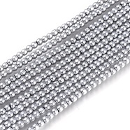 Electroplate Glass Beads Strands, Round, Full Plated, Platinum Plated, 2mm, Hole: 0.6mm, about 180pcs/strand, 14.17 inch(36cm)(EGLA-I013-2mm-FP04)