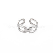 304 Stainless Steel Hollow Open Cuff Ring for Women, Stainless Steel Color, US Size 6(16.5mm)(RJEW-S405-223P)