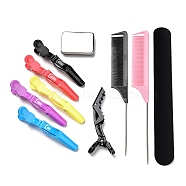 Hair Styling Tool Sets, Including Hairdressing Magnetic Hair Pin Wrist Band, Plastic Alligator Hair Clips & Tail Comb, Mixed Color, 1pc/style(TOOL-SZ0001-29)