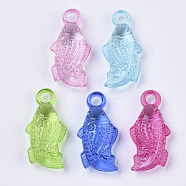 Transparent Acrylic Pendants, Dyed, Fish, Mixed Color, 27.5x13.5x7mm, Hole: 3mm(X-TACR-T015-066)