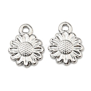 304 Stainless Steel Charms, Flower Charm, Stainless Steel Color, 13.5x10.5x1.5mm, Hole: 1.4mm(STAS-R124-01P)